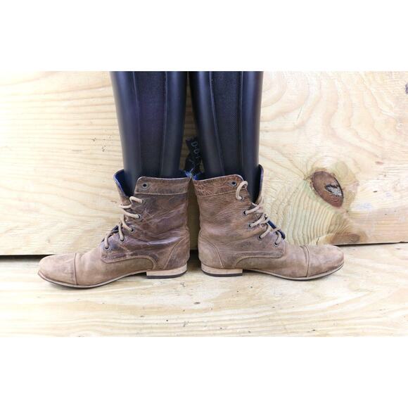 John Fluevog Boots Womens 7 Brown Distressed Leather Radio BBC Classic Lace Up - Picture 3 of 12